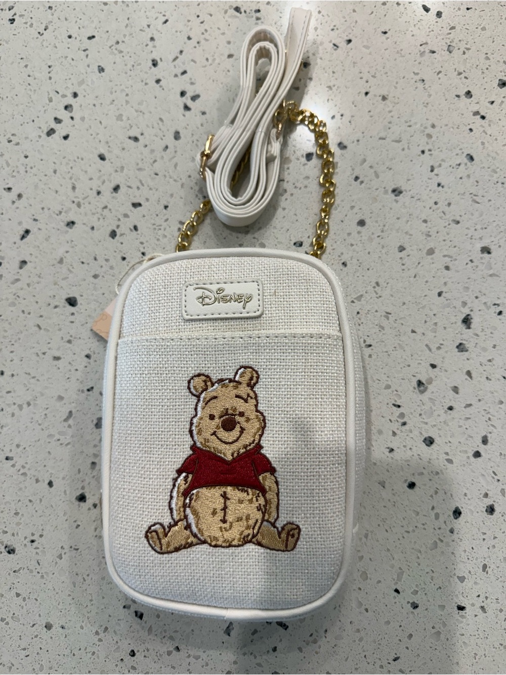 New womens Disney Beige and Red Winnie the Pooh Embroidered crossbody bag